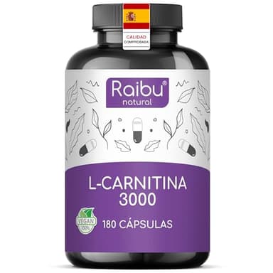 L Carnitina 3000mg -180 Cápsulas de Alta Dosis con Vitamina C - Aumento de Energía y resistencia - L-Carnitina Tartrato Puro - Natural, Testado en Laboratorio y Vegano