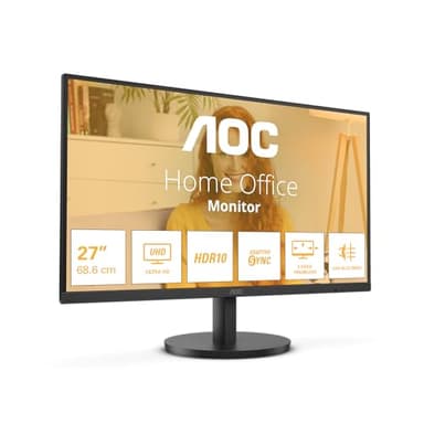 AOC U27B3M - Monitor UHD de 27 Pulgadas, HDR10 (3840x2160, 4K, 60 Hz, 2X HDMI, DisplayPort) Negro