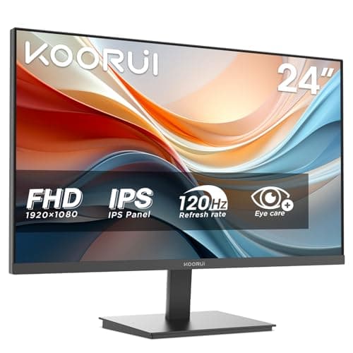 KOORUI E2411H Monitor 24 Pulgadas 120Hz,Pantalla Ordenador IPS,FHD 1920 x 1080,VGA,HDMI 1.4,99% SRGB,72% NTSC,Eye Care, -5° a 15° Inclinable, VESA 100 x 100mm