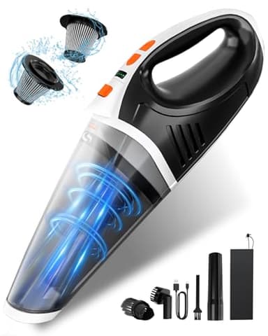 SERVOMASTER Aspirador De Mano, 15000Pa Aspiradora De Mano Sin Cable, 2 Velocidades Motor Sin Escobillas Mini Aspirador Coche con Filtro HEPA, Recargable Aspirador Coche Potente Casa Oficina Mascota