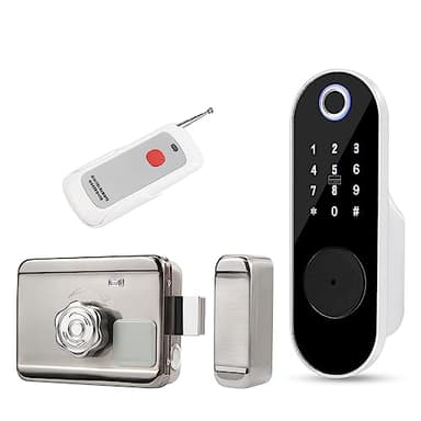 FTes RFKits Cerradura de Puerta con Huellas Digitales,Cerradura de Entrada sin llave con Entrada de llave,Contraseña Anti-espionaje,Cerradura antirrobo Inteligente