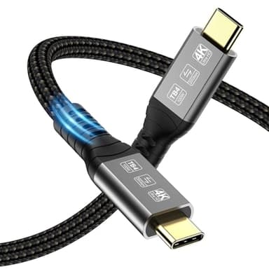 Angusplay Cable Thunderbolt 4 USB C 5M, Cable USB4 20Gbps, 100W Vídeo 8K 60Hz Cable TB4 Compatible con Thunderbolt 4/3, USB4/3, Tipo C, para iPhone 15/15 Pro Max Mac MacBook Pro, SSD Externo eGPU