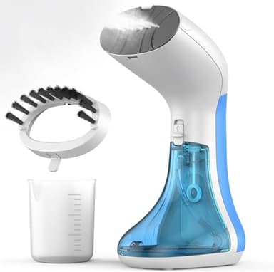 Midmoon Plancha Vertical Vapor, Plancha de Vapor Cepillo 1000W Rápida Eliminación de Arrugas, 30s Calentamiento Rápido 150ML Plancha Ropa Vapor para Viaje y en Casa - Blanco
