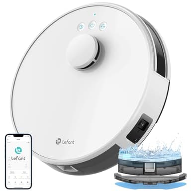 LEFANT Robot Aspirador dToF Navegación, Mapeo Multinivel, Robot Aspirador y Fregasuelos con mapeo, 4000Pa, 200 Min, Zona Prohibida, Control WiFi/App/Alexa - Ideal para el Hogar Inteligente, M1