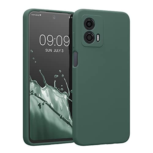 kwmobile Carcasa Compatible con Motorola Moto G53 5G Funda - Case TPU y Silicona con Interior de Microfibra - Suave Protector antigolpes para móvil - Verde Bosque