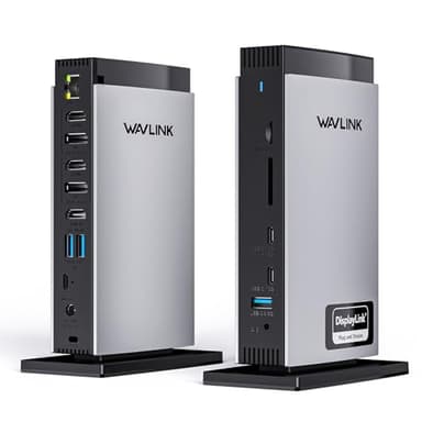 WAVLINK USB C Docking Station con 3 HDMI, Displaylink Laptop Dock Triple Monitor 4K+Dual 2K, Carga 100W para M1 M2 M3 Mac y Windows, 5 Puertos USB, 2DP, Puerto Ethernet 1Gbps, Audio/Micrófono, SD/TF
