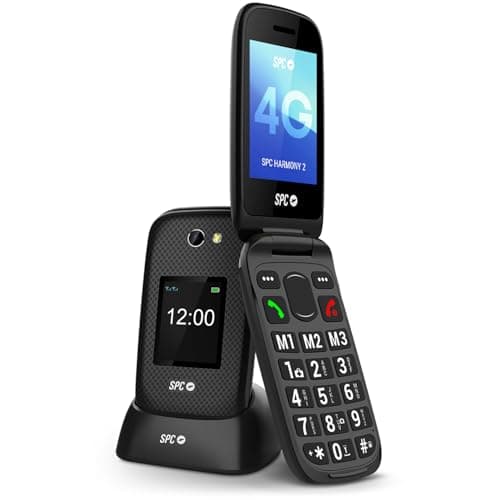 SPC Harmony 2 – Teléfono móvil para Personas Mayores | Teclas Grandes, 4G y Doble Pantalla antirrayaduras (2,8”+1,77”) | Botón SOS y Perfil Ice | Volumen 104dB y Compatible con audífonos, Negro