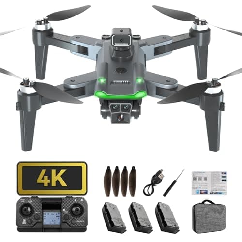 HYTOBP S166 Drone Profesional con Cámara 4K para Adultos Principiantes, Drone GPS con 3 Cámaras, Cuadricóptero RC con Motor Sin Escobillas, Transmisión WiFi 5G, Retorno Automático, Sígueme