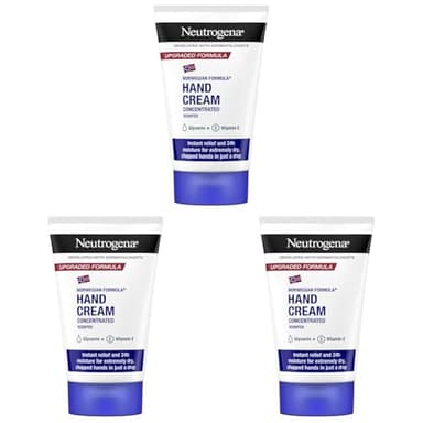 Neutrogena Crema de Manos Concentrada con Perfume (50 ml), crema de manos reparadora para pieles sensibles, crema para manos agrietadas y secas con glicerina y vitamina E (Paquete de 3)