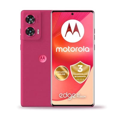 Motorola Edge 50 Fusion 16GB(8+8GB RAM Boost)/256GB, Pantalla Curva de 6,67” y Dolby Atmos,IP68, Sistema de cámaras Ultra Pixel de 50 MP, 5000 mAh, Carga TurboPower de 68 W (Incluido),Dual SIM,Rosa