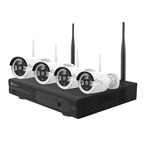 Nivian Kit de Cámaras de Vigilancia WiFi 2K con Grabador 10CH y 4 Cámaras Exterior Impermeables IP66,Visión Nocturna, Detección de Movimiento, Fácil Instalación Sin Cables, Notificaciones en App