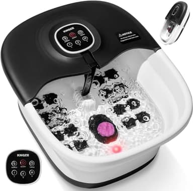 Bañera Spa Masajeador Para Pies, Hidromasaje Para Pies, Masajeador de Pies Plegable con Calefacción, ControlRemoto, Burbujas, Piedra Pómez, Temporizador, 16 Rodillos, Negro