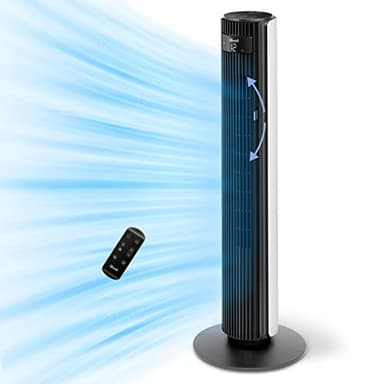 LEVOIT Ventilador de Torre, Ventilador Silencioso 25 dB y 23 W, Potente 7.5m/s para Habitación Grande, 12 Velocidades con Mando a Distancia, 4 Modos y Temporizador 12H, Ajuste Arriba/Abajo 60°