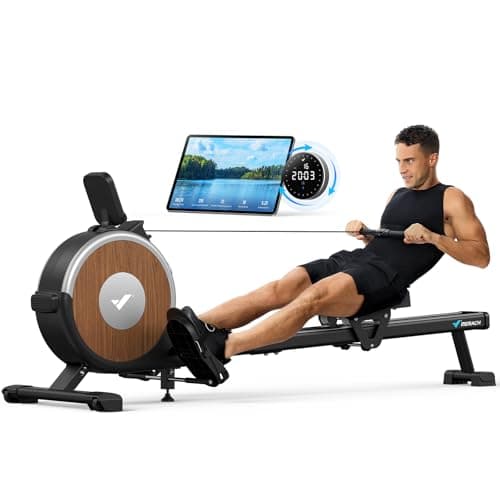 MERACH Máquina de Remo Autoalimentada Mejorada, Máquina de Remo Magnética Ecológica para Uso Doméstico con 16 Niveles de Resistencia, Capacidad de Carga de 160KG, Fitness Verde