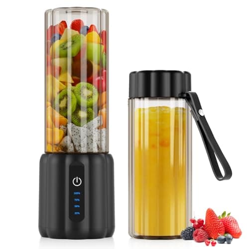 COKUNST Batidora Portátil, Mini Licuadora con 6 Cuchillas, 22000 RPM Licuadoras para Zumos y Batidos, Trituradora de Alimentos, Vaso Exprimidor de 500 ml Tapa para Cocina, Deporte, Oficina
