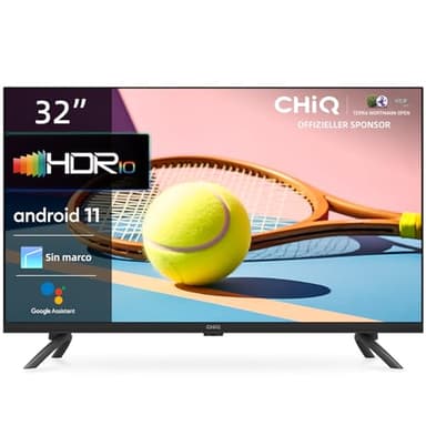 CHiQ L32G7L, Smart TV 32" (80cm), TV con Android 11, Frameless TV, Netflix, Prime Video, Youtube, HDR10, 2.4/5G Wi-Fi, Bluetooth5.0, Chromecast, Google Assistant, DVB-T/T2/S2