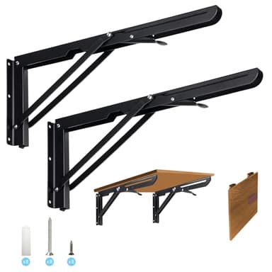 2 Piezas Escuadras Abatibles 400mm - Herrajes para Mesas Plegables, Soporte Estantería, Bisagra Abatible, Escuadras para Estanterías, Soporte Estantería Plegable, Carga Máxima 55 kg