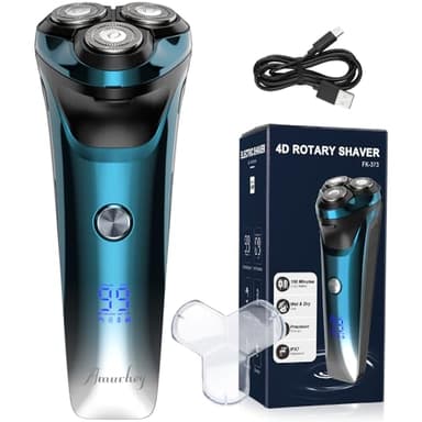 Máquina de Afeitar Barba [2024 New] Afeitadora Eléctrica Hombre con recortadora, Cabezal flexible 360º, 120 min de uso, En Seco y Húmedo, USB-C Recargable, Azul