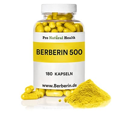 Berberina 500 mg I 180 cápsulas - Fabricado en Alemania - vegano - alta concentración 97% de berberina HCl - complemento alimenticio natural - extracto de raíz de la planta Berberis Aristata