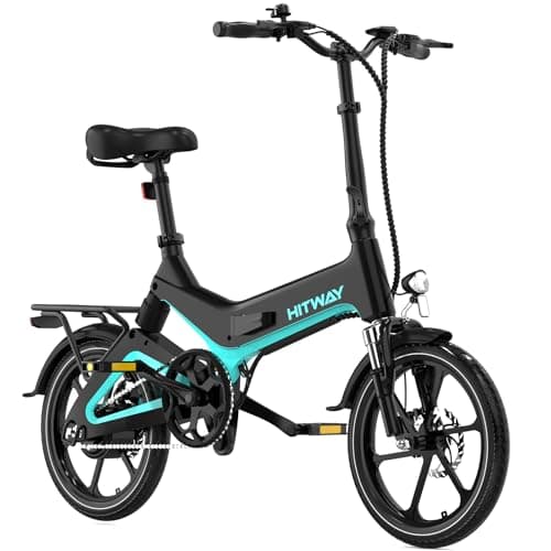 HITWAY Bicicleta Eléctrica BK2 de 250W - Muelle de Aleación 16" Plegable, 25 km/h, Batería 7,8Ah,35-70km ebike, Ideal para Adultos y Adolescentes, con Pantalla Inteligente y Frenos de Disco