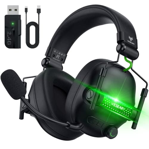 WESEARY WG2 Cascos Gaming Inalambricos, Auriculares Gaming Inalambricos de 2.4G para PS5, PS4, PC, Switch, Sonido Estéreo 7.1 Auriculares con Microfono, Cascos PS5 con Luz RGB, Duración 50Hr+