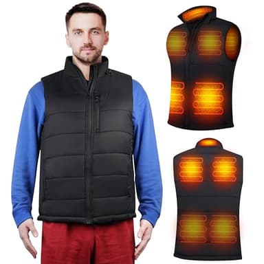 Oilkas Chaleco Calefactable Hombre Mujer - Chaleco Calefactable con Bateria Recargable de 10000mAh Batería, 7 Zonas de Calentamiento Lavable Térmico Chaqueta para Exteriores, Moto