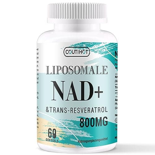 Suplemento NAD+ liposomal 500MG con trans-resveratrol 300MG - Alta absorción - 60 microgeles vegetales - Apoyo antienvejecimiento, cognitivo y energético ( Cápsula blanda 60 Count)