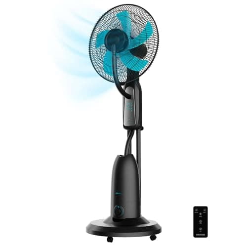 Cecotec Ventilador Nebulizador de Agua con Mando a Distancia EnergySilence 490 Freshessence. 90W, Diámetro 16", 5 Aspas, Depósito de 2,8L, Temporizador 7,5h, Indicador LED y Oscilación