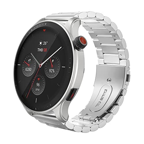 MoKo Correa de Metal Compatible con Amazfit Bip 5/Balance/GTR 4/GTR 3 Pro/GTR 3/GTR 2/GTR 2e/GTR 47mm/Stratos 3/Stratos 2, 22mm Pulsera de Acero Inoxidable de Repuesto, Plata