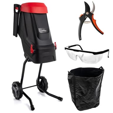 LEHMANN LGAGS-2645 Trituradora de Ramas Eléctrica, Grosor máx. 45 mm, Cesta de 45L, Cuchillo de Acero al Carbono SK5, Silencioso, Juego de Accesorios – Tijeras de Podar y Gafas de Protección