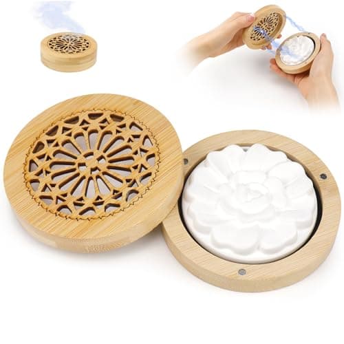 Difusor Aceites Esenciales Sin Agua Difusor de Aceites Esenciales Aire Aromático Piedra con Caja de Incienso de Madera para Sala de Estar Baño Coche Aromaterapia y Decoración