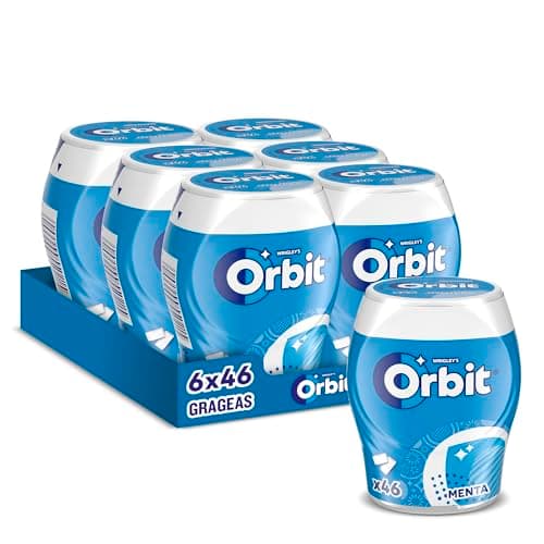 Orbit Bote de Chicles Sin Azúcar Sabor Menta, Fresco, Intenso y de Larga Duración en formato Gragea (6 x 46 chicles)