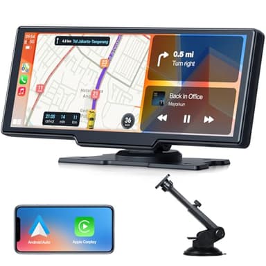 Volam 9.26 Pulgadas Pantalla para Coche con Carplay Android Auto Inalámbrica, Pantalla Táctil, Enlace Espejo iOS, Navegación, Siri, G00gle Asistente de Voz, FM, AUX, Bluetooth 5.0