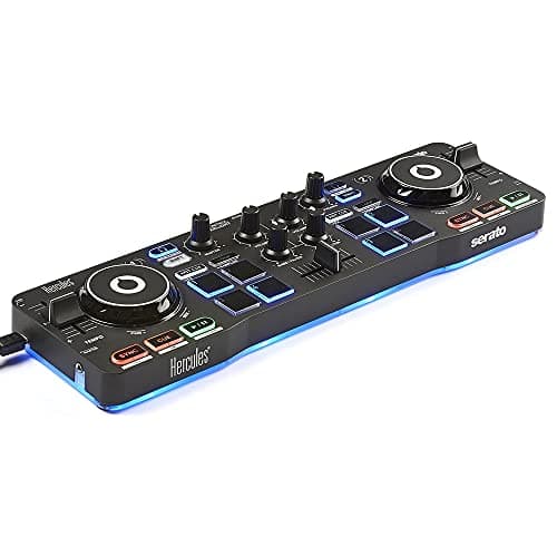 Hercules DJControl Starlight - Controladora DJ USB portatil de 2 pistas y 8 Pads, software Serato DJ Lite, para PC y MAC