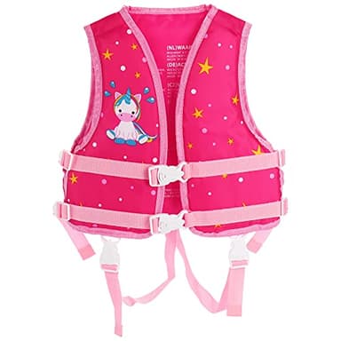 com-four® Chaleco Salvavidas para niños de 3 a 6 años - Chaleco Salvavidas con diseño de Unicornio - Chaleco Salvavidas Ajustable para niños (Rosa)