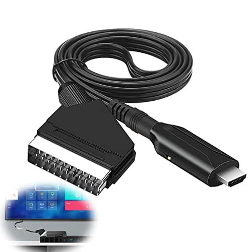 Nizirioo Cable SCART a HDMI: convertidor todo en uno SCART a HDMI, adaptador de euroconector a HDMI con cable HDMI y cable euroconector Full HD 1080P/720P para HDTV STB VHS Xbox PS3 Sky DVD Blu-Ray