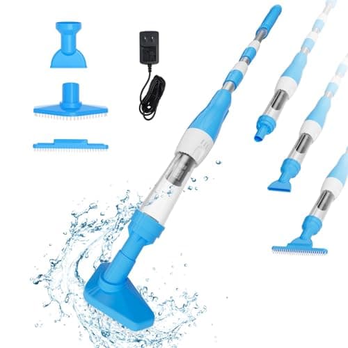 PoolyPoly 3 en 1 Limpiafondos de Piscinade, Piscina Inalámbrico con Batería Recargable, Aspiradora Manual para Spas, Piscinas Pequeñas - Tiempo de Ejecución 90 Minutos, Azul