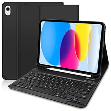 Yeegnar Teclado para iPad 10 Generación 2022 y Nuevo 11 Generación 2025, Funda con Teclado Español Bluetooth Compatible con iPad 10 2022 (Modelo: A2696/ A2757/ A3354/ A3355) (iPencil no Incluido)
