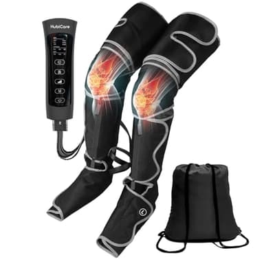 HubiCare Masajeador de piernas, compresión de aire para circulación, alivio del dolor y relajación muscular, 6 modos, adecuado para pies, piernas, pantorrillas, masaje alto, recuperación rápida,
