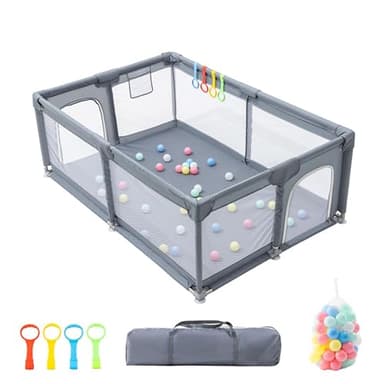GLOKID Parque Bebé, 120 x 180 cm, modulable, gran parque infantil, bola marina, bolsa de almacenamiento, gancho, para el hogar