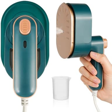 Mini Plancha de Viaje, Euakee 1000 W Plancha de Vapor, Pequeña Plancha Ropa de Vapor Rotativa, Handheld Household Iron con Tanque de Agua, 30s Calentamiento Rápido, Plegable 180° para Hogar (Verde)