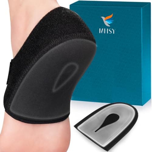 MHSY - 2 taloneras de gel para tendinitis de Aquiles, espolón óseo, dolor en los pies, alivia el dolor en el talón (1 par de protectores de talón tamaño grande: 38 - 46)