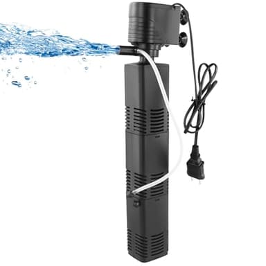QWORK® Bomba de filtrado para Acuario, 2000L/h 30w, Filtro de Esponja orgánica, elevación: 1,5m, Bomba para Estanque y Accesorios para Acuario