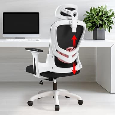 LIMBALAY Silla de Oficina Ergonómica con Soporte Lumbar, Respaldo Ajustable, Reposacabezas, Reposabrazos, Altura para Silla de Oficina, Silla de Escritorio, Silla de Ordenador