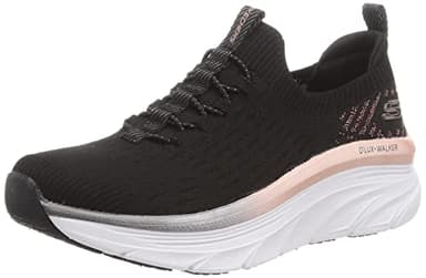 Skechers D'lux Walker Let It Glow, Zapatillas Mujer, Black Knit Rose Gold Trim, 38 EU