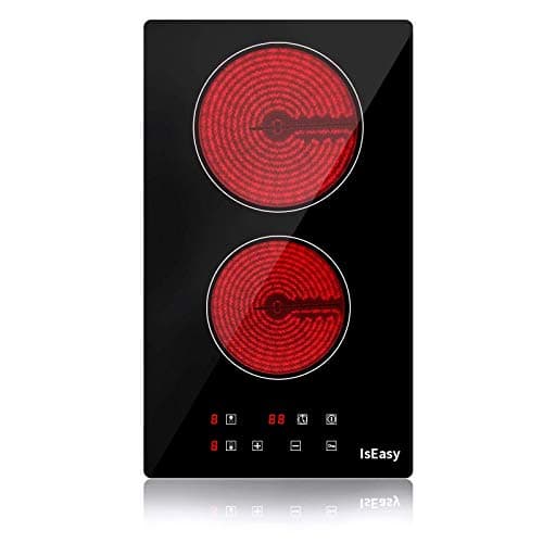 Placa de vitrocerámica, Eléctrica Encimera, 2 zonas de cocción portátil , Controles táctiles del Sensor, portatil, Vidrio y cerámica (3500 W)