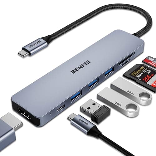 BENFEI HUB USB C 7 en 1, Adaptador Hub USB-C Multipuerto USB-C a HDMI, USB-C a Lector de Tarjetas SD/TF/3*USB 3.0/100W Power Delivery, Compatible para iPhone 15 Pro MAX MacBook Pro/Air 2023/22/21/20