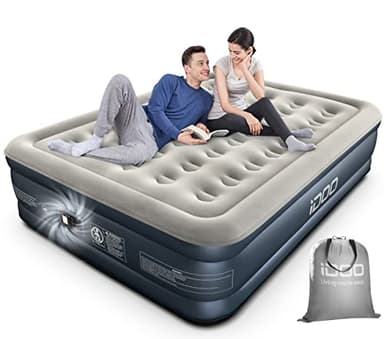 iDOO Colchón Hinchable, Colchon Inflable con Bomba de inflado y desinflado en Tan Solo 3 Minutos, Colchón Inflable para el hogar, Viajes y Camping, 152x203x46cm. Peso máximo:295Kg (Cama Matrimonial)