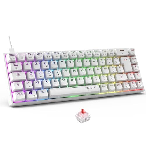 The G-Lab - Keyz Titanium - Teclado mecanico español 65% QWERTY, USB - Teclado gaming con Switch rojo, RGB personalizable, anti-ghosting, macros programables - Para PC, PS4, PS5, Xbox - Nuevo (Blanco)