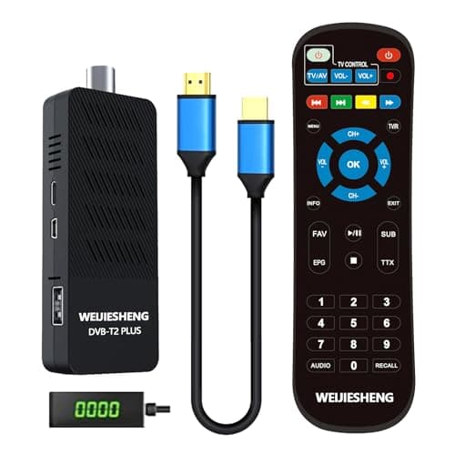 Decodificador TDT HD 2025,Decodificador DVB-T2,HD 1080P H.265 HEVC Principal 10-bit,Soporta HDMI,AV,Ethernet/USB Wi-Fi/DLNA/PVR/Funciones Multimedia [Mando a 2 en 1 con Control de TV]